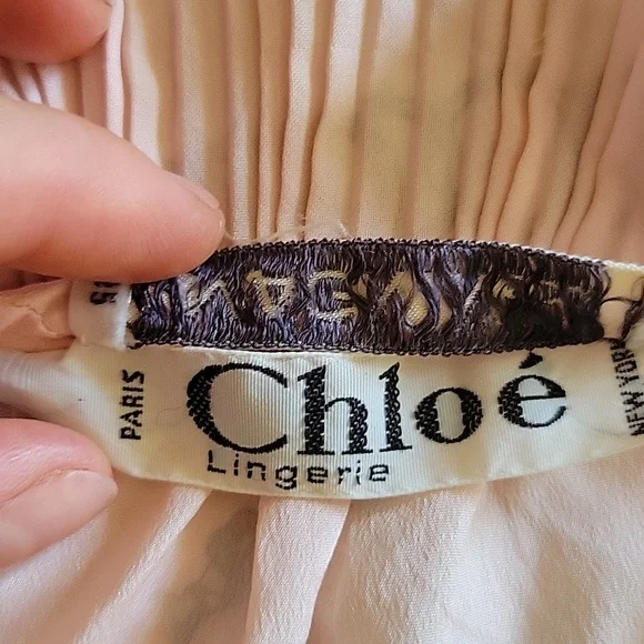 AUTHENTI-Chloé Lingerie Sleepwear/slip Dress Mini Vintage 1970s Baby Pink size L - Picture 12 of 16